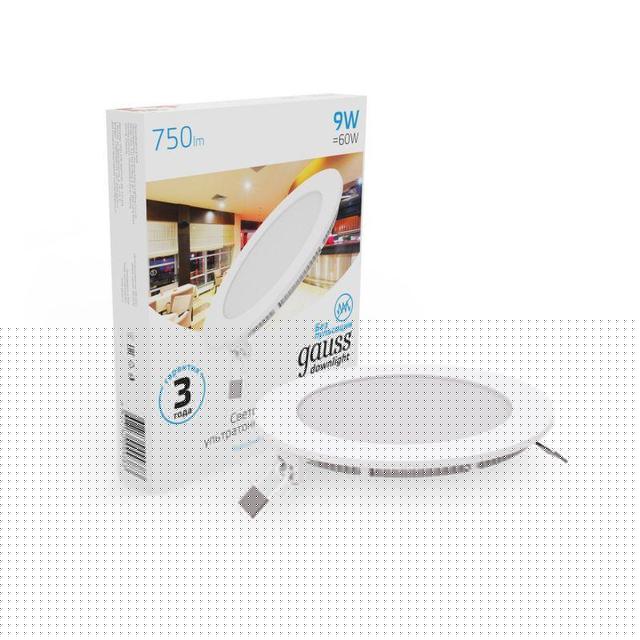 Светильник светодиодный Slim 9Вт 6500К IP20 750лм 220-240В ДВО круг бел. GAUSS 939111309