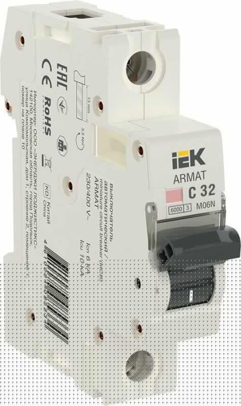 Выключатель автоматический модульный 1п C 32А M06N ARMAT IEK AR-M06N-1-C032