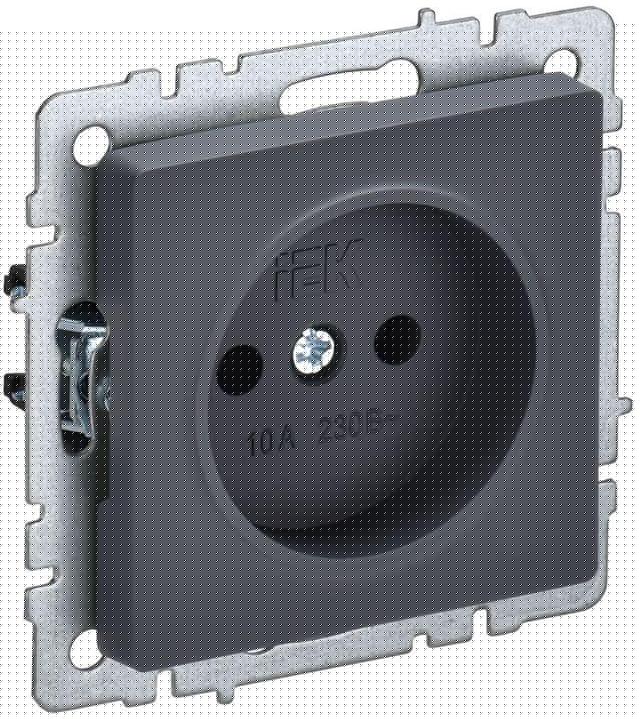 Розетка BRITE РС10-1-0-БрГ 10А без заземл. без защ. шторок графит IEK BR-R10-10-K53