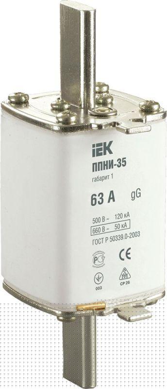 Вставка плавкая ППНИ-35 63А габарит 1 IEK DPP30-063