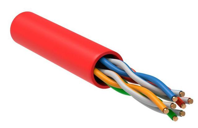 Кабель витая пара U/UTP кат.5E 4х2х24AWG solid LSZH красн. (уп.305м) ITK LC1-C5E04-124