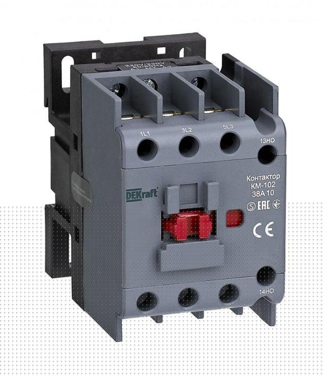 Контактор КМ-102 38А кат. 48В AC 1НЗ AC-3 AC-4 DEKraft 22310DEK