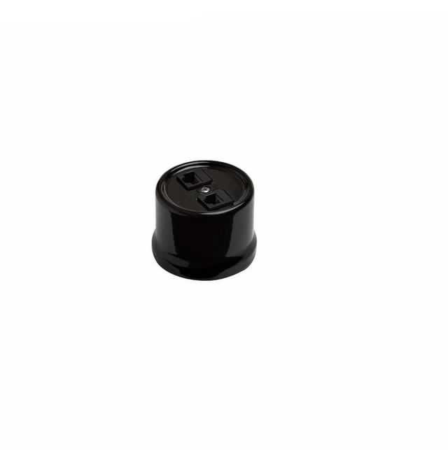 Розетка компьютерная 2-м ОП Лизетта RJ45 10А IP20 ретро кат.5E ABS-пластик черн. Bironi B1-302-23