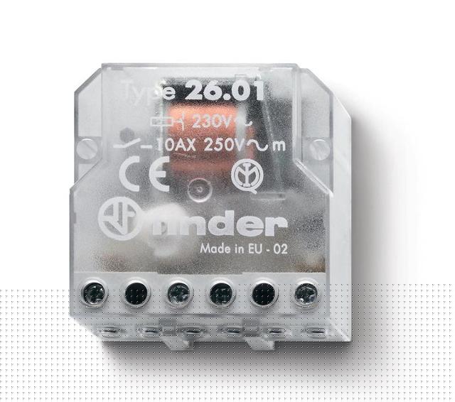 Реле шаговое электромеханич. 1NO 10А 2 состояния AgNi 230В AC монтаж в коробке IP20 FINDER 260182300000