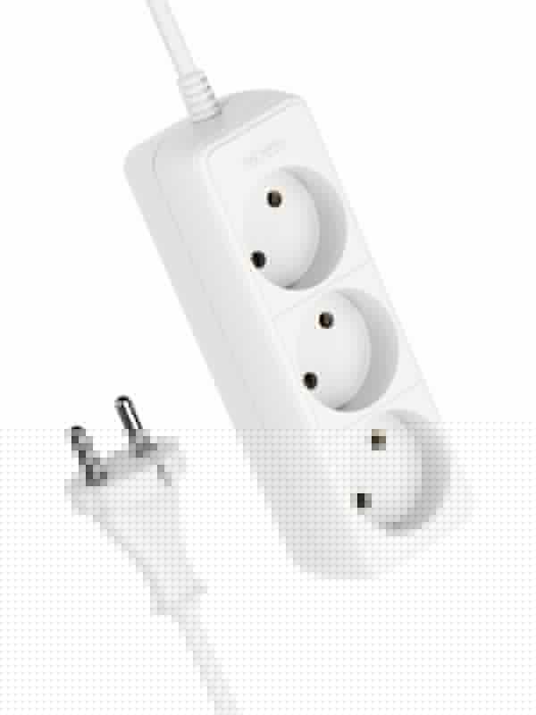Удлинитель 3х1.5м без заземл. 16А IP20 ПВС 2х1 КОСМОС YKsm1.5m-3g(K)