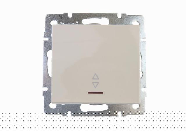 Переключатель проходной 1-кл. СП Rain IP20 с подсветкой механизм крем. LEZARD 703-0388-114