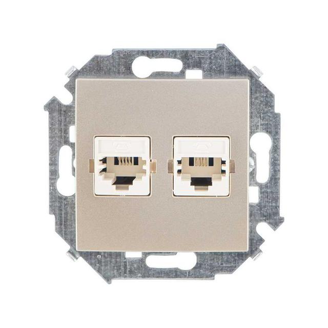 Розетка телефонная 2-м Simon 15 RJ11 винтов. зажим механизм шампань Simon 1591589-034