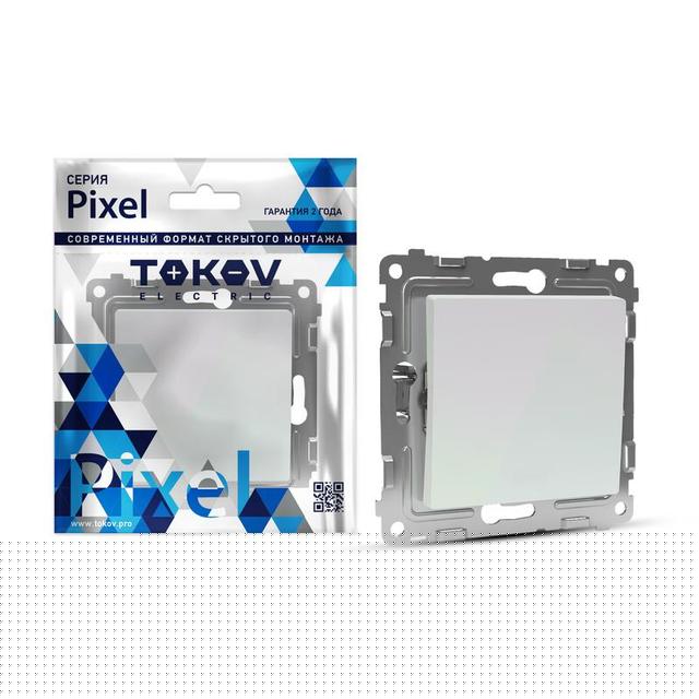 Переключатель проходной 1-кл. СП Pixel 10А IP20 механизм перламутр. TOKOV ELECTRIC TKE-PX-P1-C04